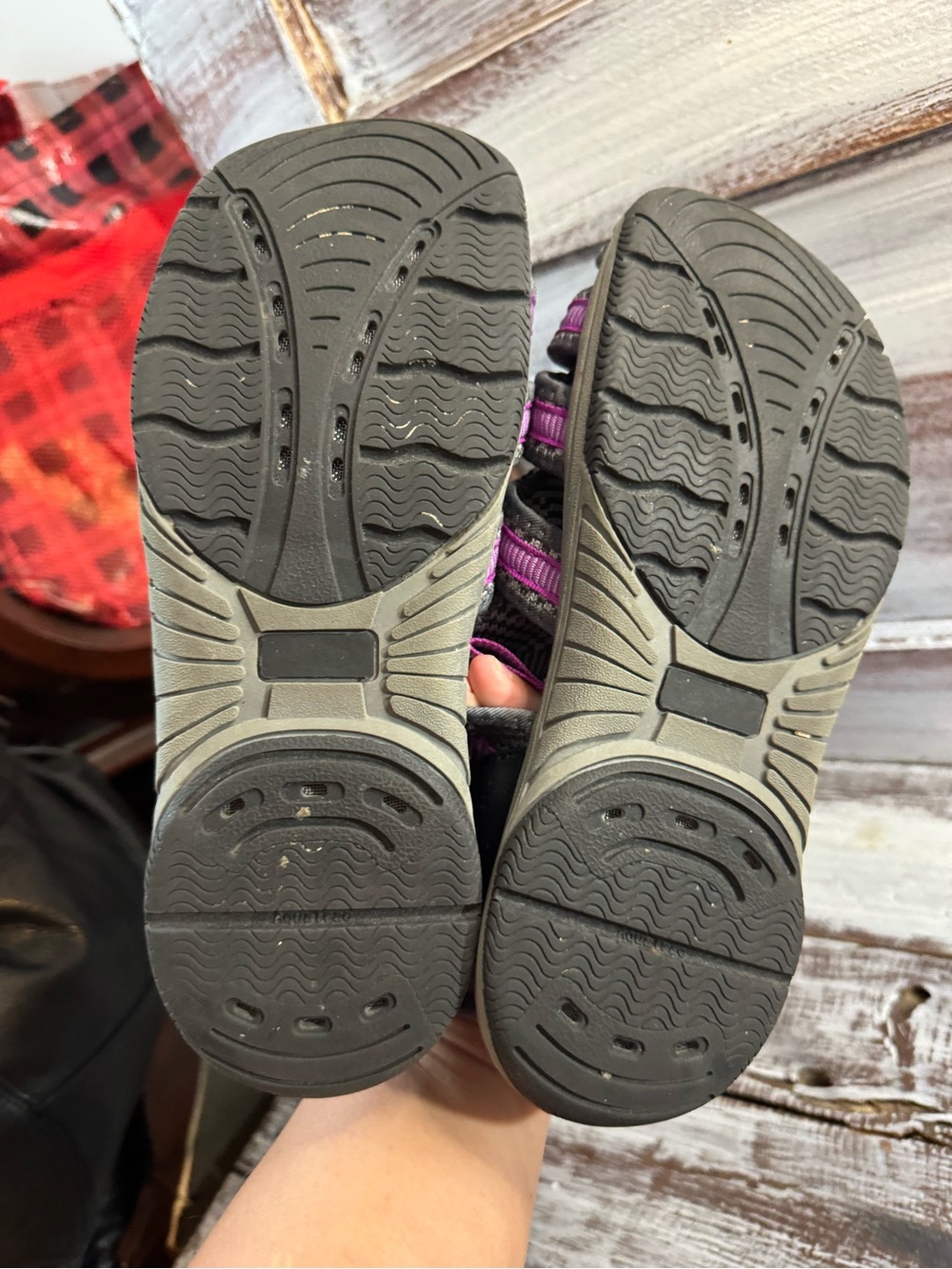 Women’s Grey Sandals with Purple Accents - Picture 5 of 7